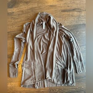 Athleta Taupe Open Front Cardigan